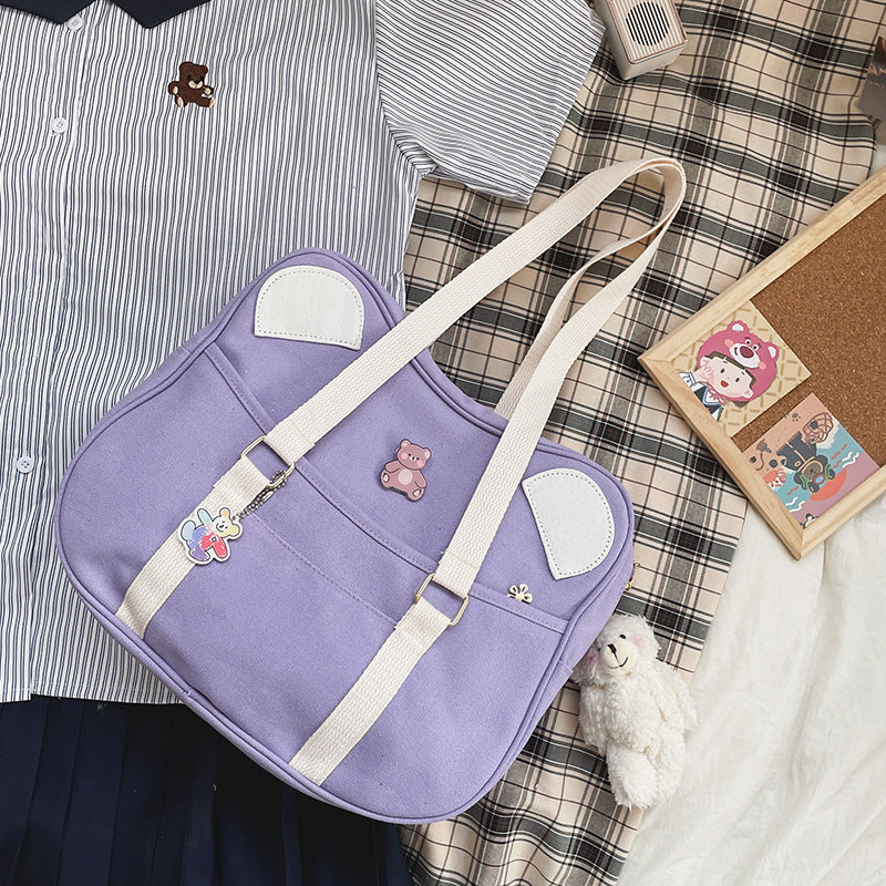 Harajuku Vintage Sense Cute Cute Bear Ears Soft Sister Girl Jk Shoulder Bag Student Class Bag
