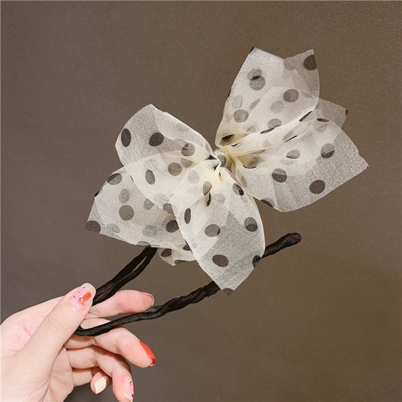 Net Yarn Bowknot Hairpin Lazy Meatball Head Hair Curler