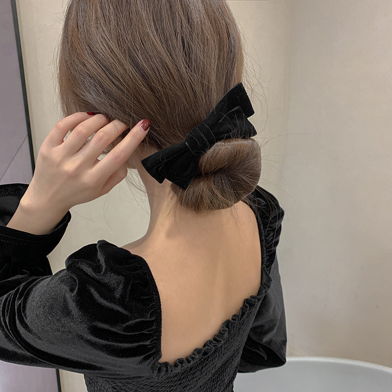 Net Yarn Bowknot Hairpin Lazy Meatball Head Hair Curler