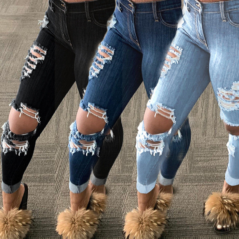 Popular Ripped Fringed Trousers