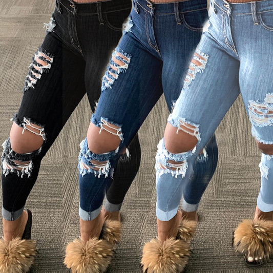Popular Ripped Fringed Trousers