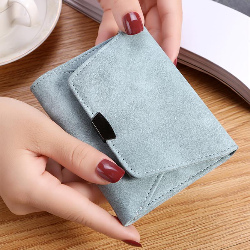New Korean Women's Short Wallet Frosted Leather Wallet