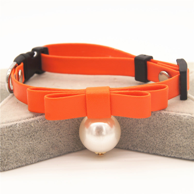 Seven-color Pearl Bow Cat And Dog Neck Flower Pet Collar