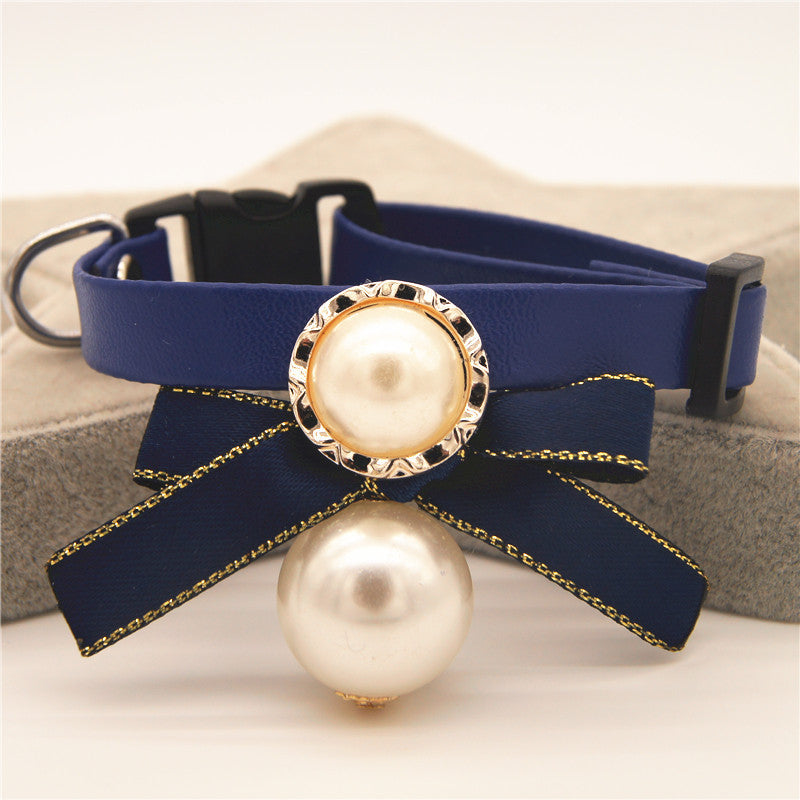 Seven-color Pearl Bow Cat And Dog Neck Flower Pet Collar