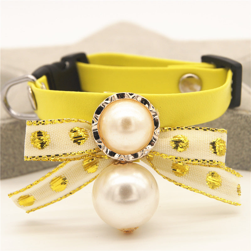 Seven-color Pearl Bow Cat And Dog Neck Flower Pet Collar