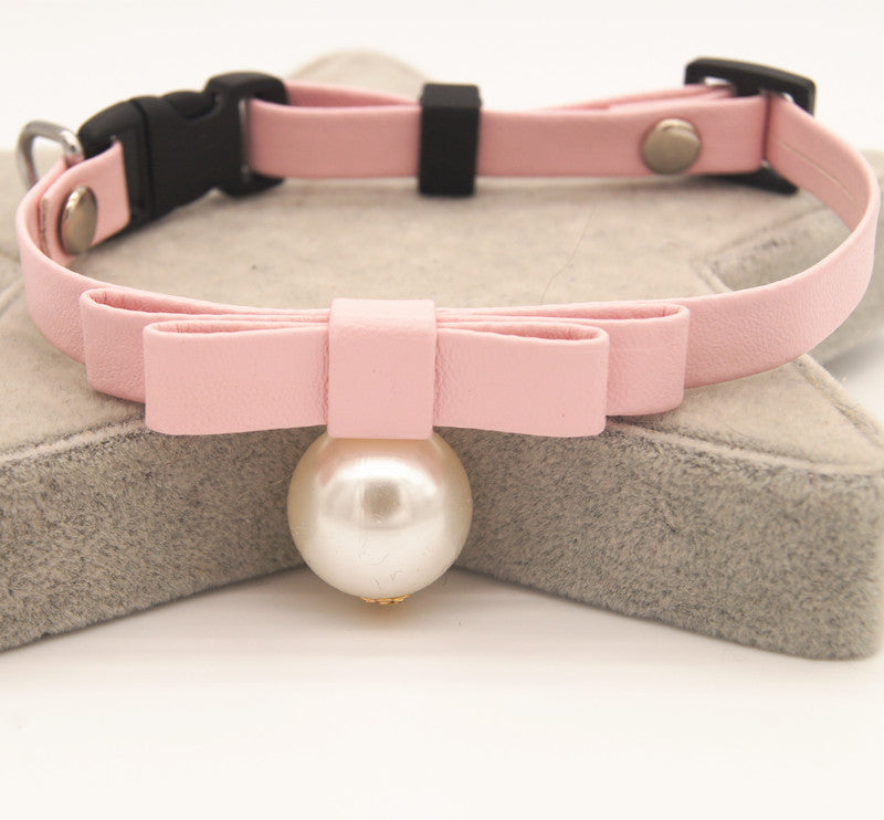Seven-color Pearl Bow Cat And Dog Neck Flower Pet Collar