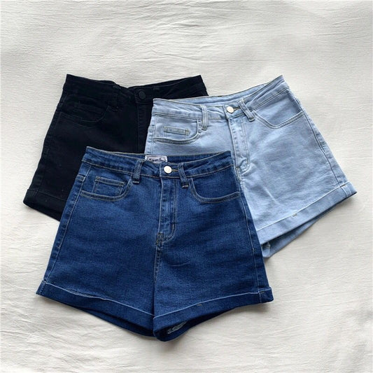 High Waisted Women's Jeans Shorts New Chic Hong Kong Style Pants In Spring And Autumn