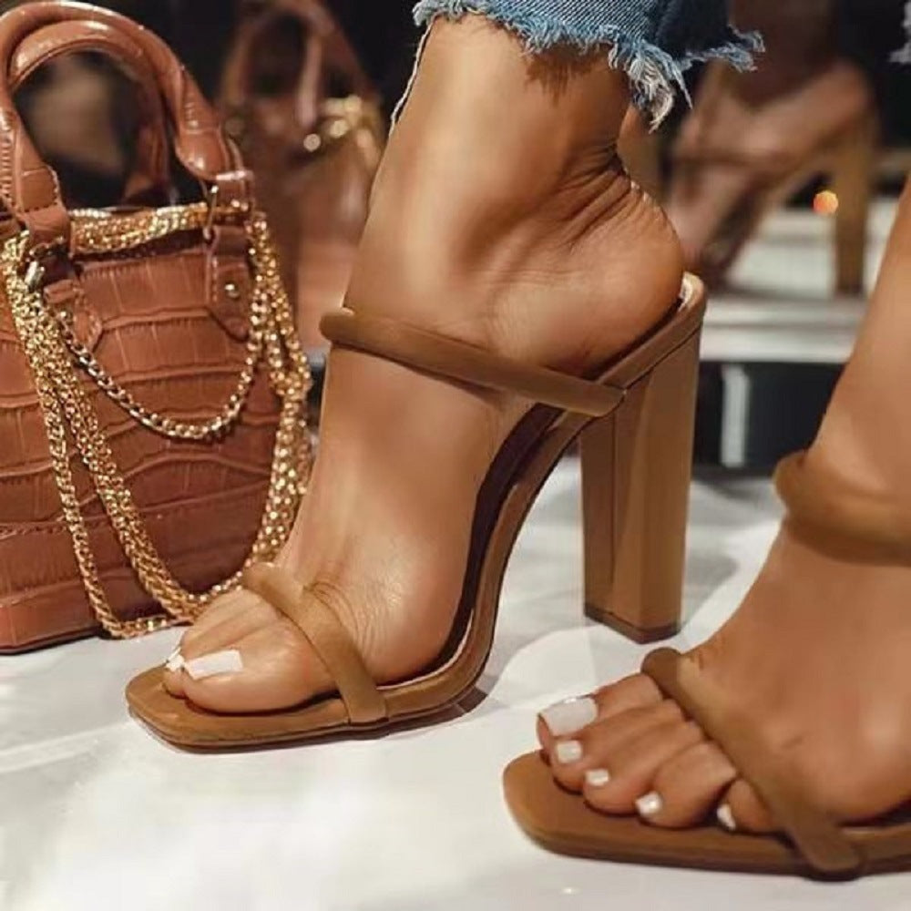 Women'S High-Heeled Chunky Heel Sandals