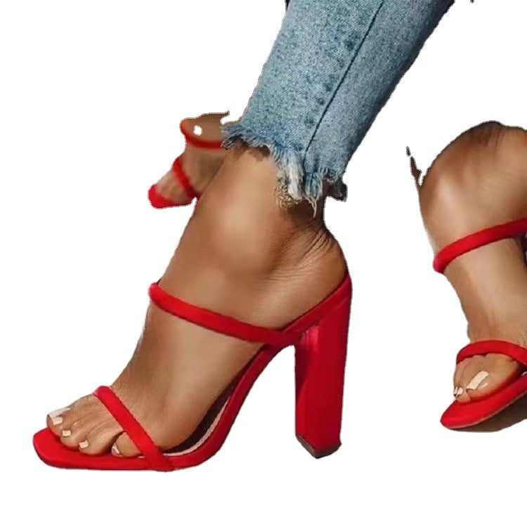 Women'S High-Heeled Chunky Heel Sandals