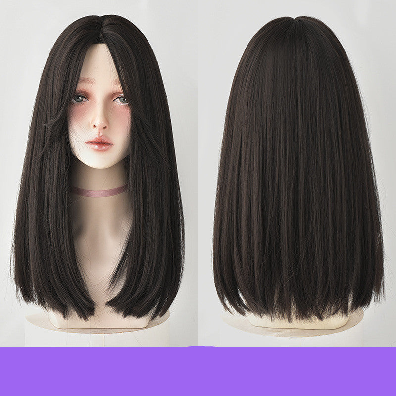 Women's Long Hair, Natural Clavicle Straight Hair Wig Headgear