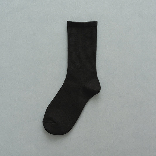 Black And White Solid Color Socks, Women's Tube Socks, Sports Cotton Socks Stockings