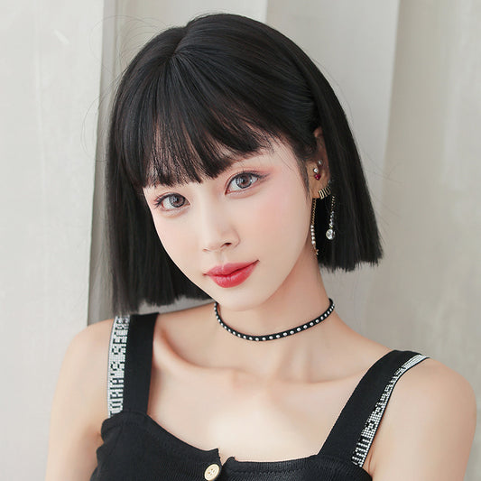 Wig Female Short Hair New Style Net Red Round Face Short Wig Set