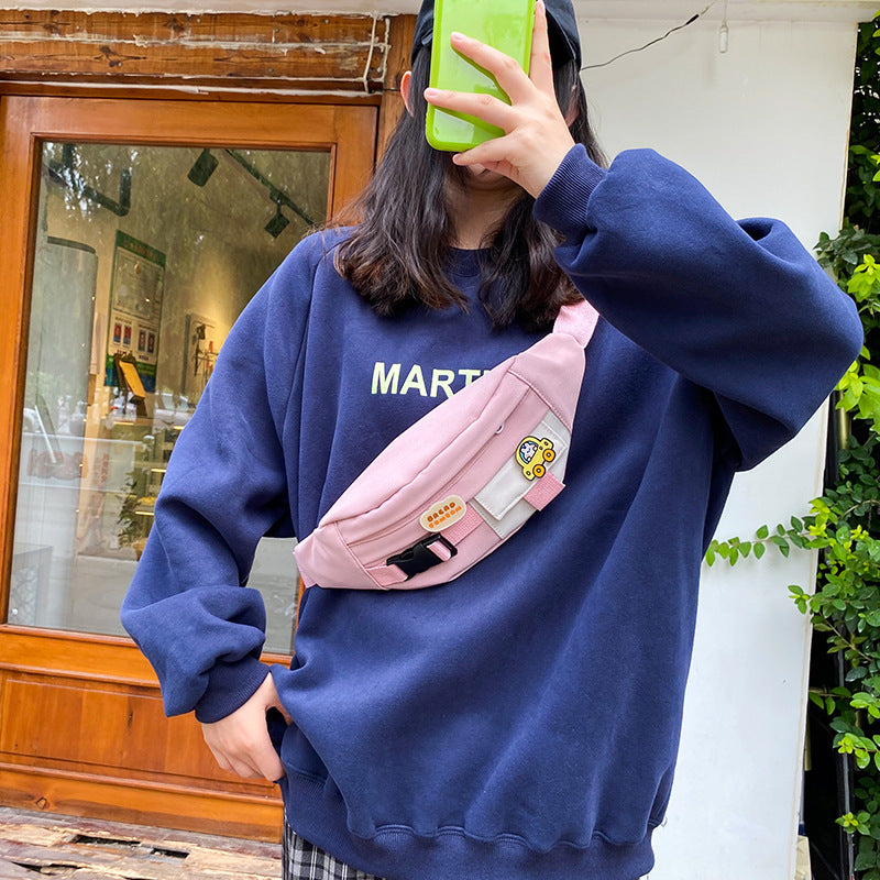 Super Fire Small  And Cute Cartoon Hit Color Student Chest Bag