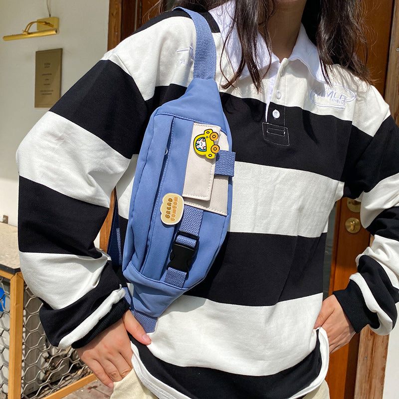 Super Fire Small  And Cute Cartoon Hit Color Student Chest Bag