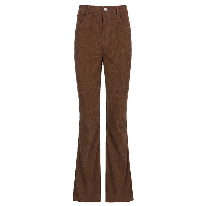 Corduroy Basic Casual Bell Bottom Pants