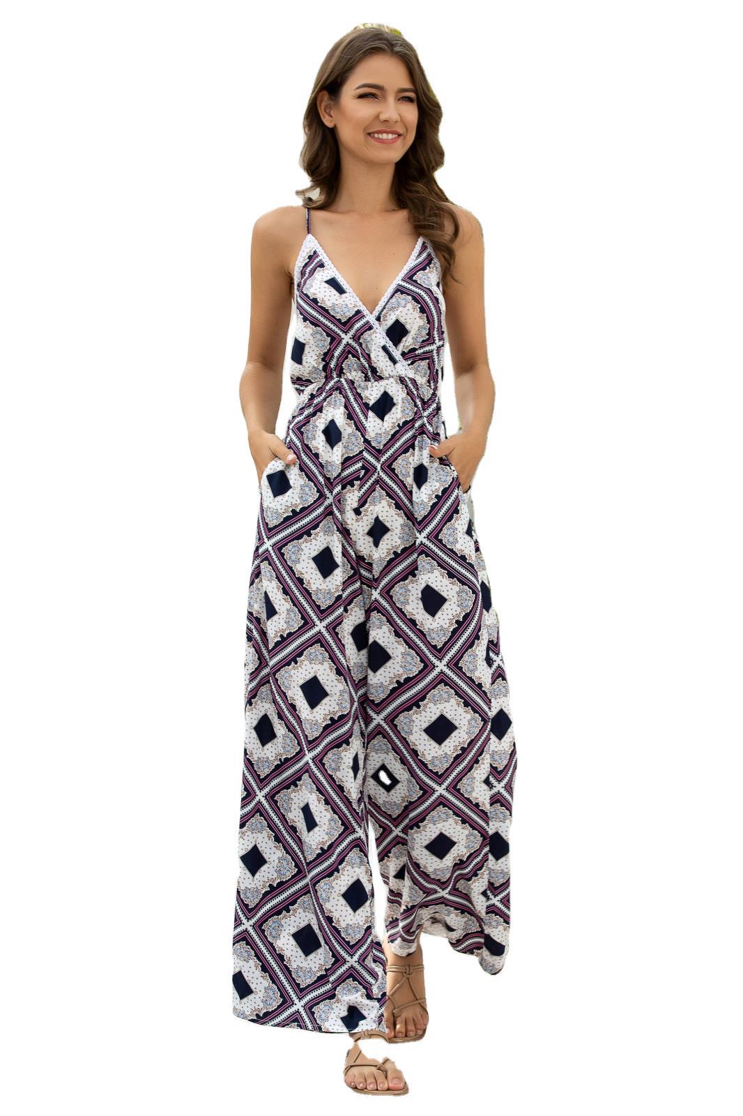 Mode Dame Sommer Jumpsuit Halter Dame Strandtøj Vide ben Heldragt