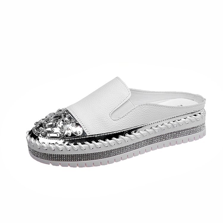 Korean Version Of Heelless White Shoes, One-legged Lazy Shoes