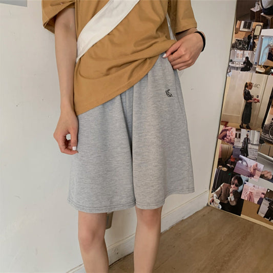 Embroidered Wide-leg Sports Casual Pants