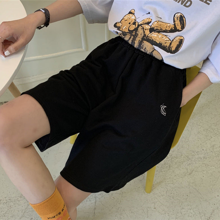 Embroidered Wide-leg Sports Casual Pants