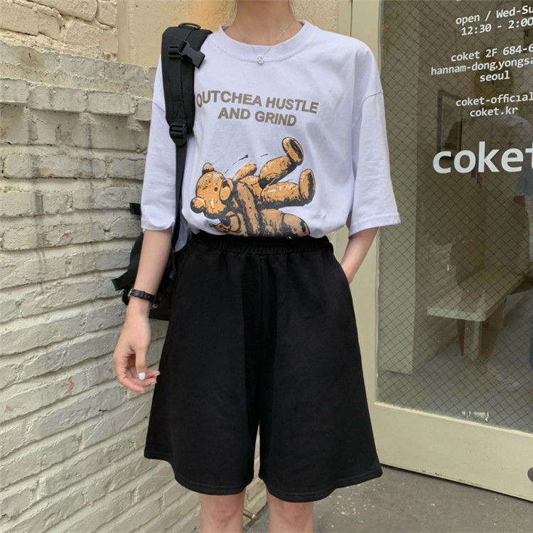 Embroidered Wide-leg Sports Casual Pants