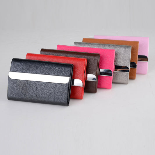 Stainless Steel Business Card Case With Leather Magnetic Buckle Business Card Case