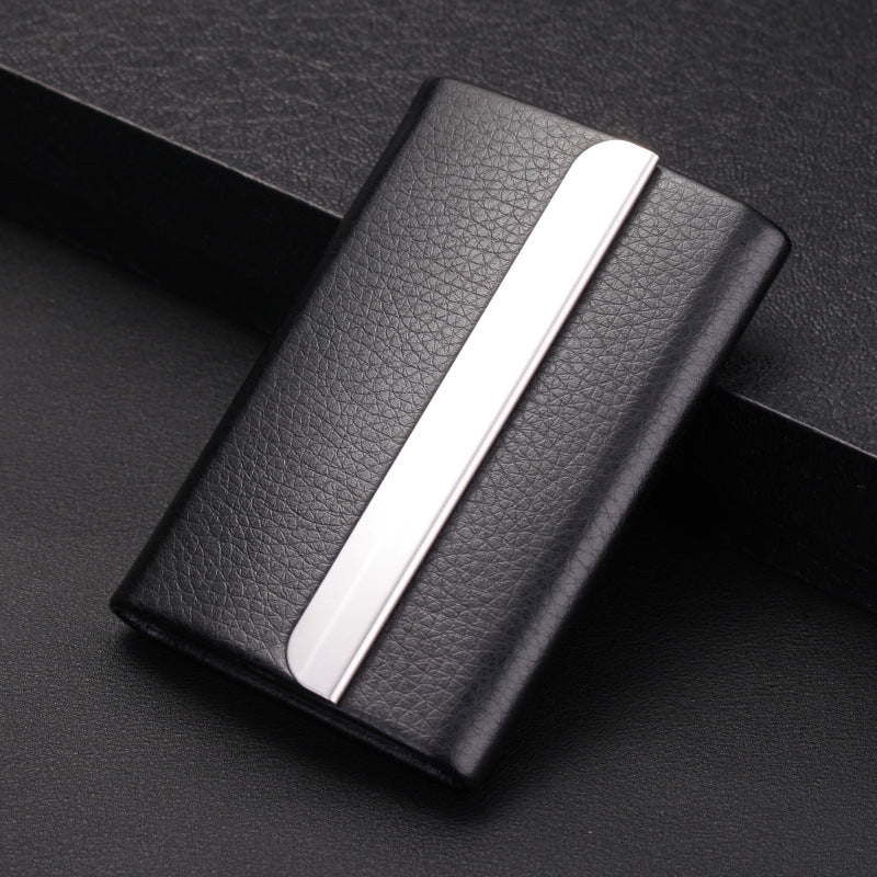 Stainless Steel Business Card Case With Leather Magnetic Buckle Business Card Case