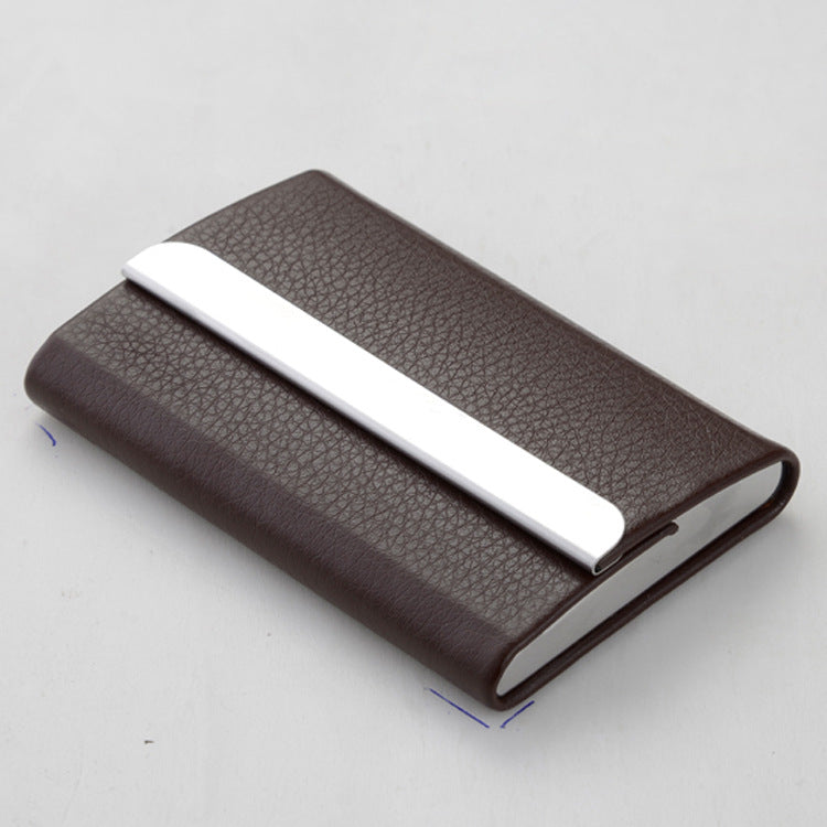 Stainless Steel Business Card Case With Leather Magnetic Buckle Business Card Case