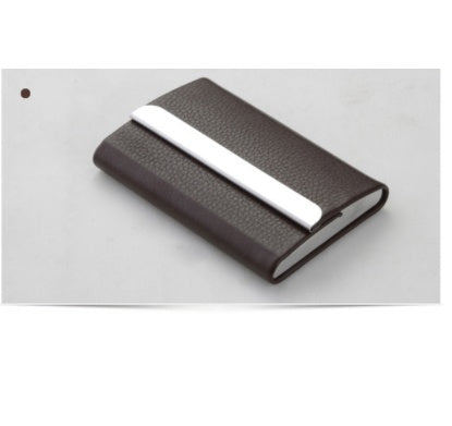 Stainless Steel Business Card Case With Leather Magnetic Buckle Business Card Case