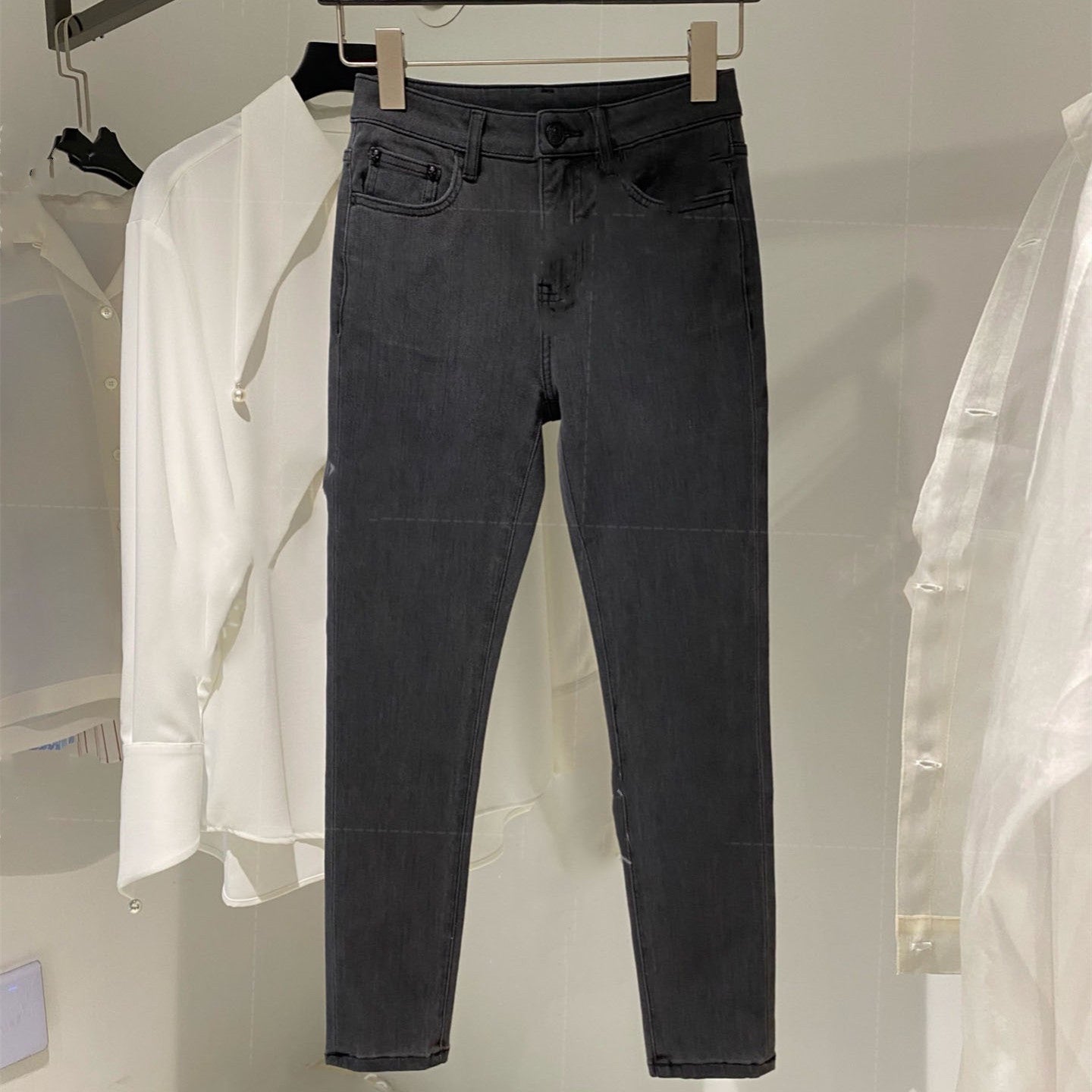 Icy Silk Four-way Stretch Denim High Waist Straight Leg Pants