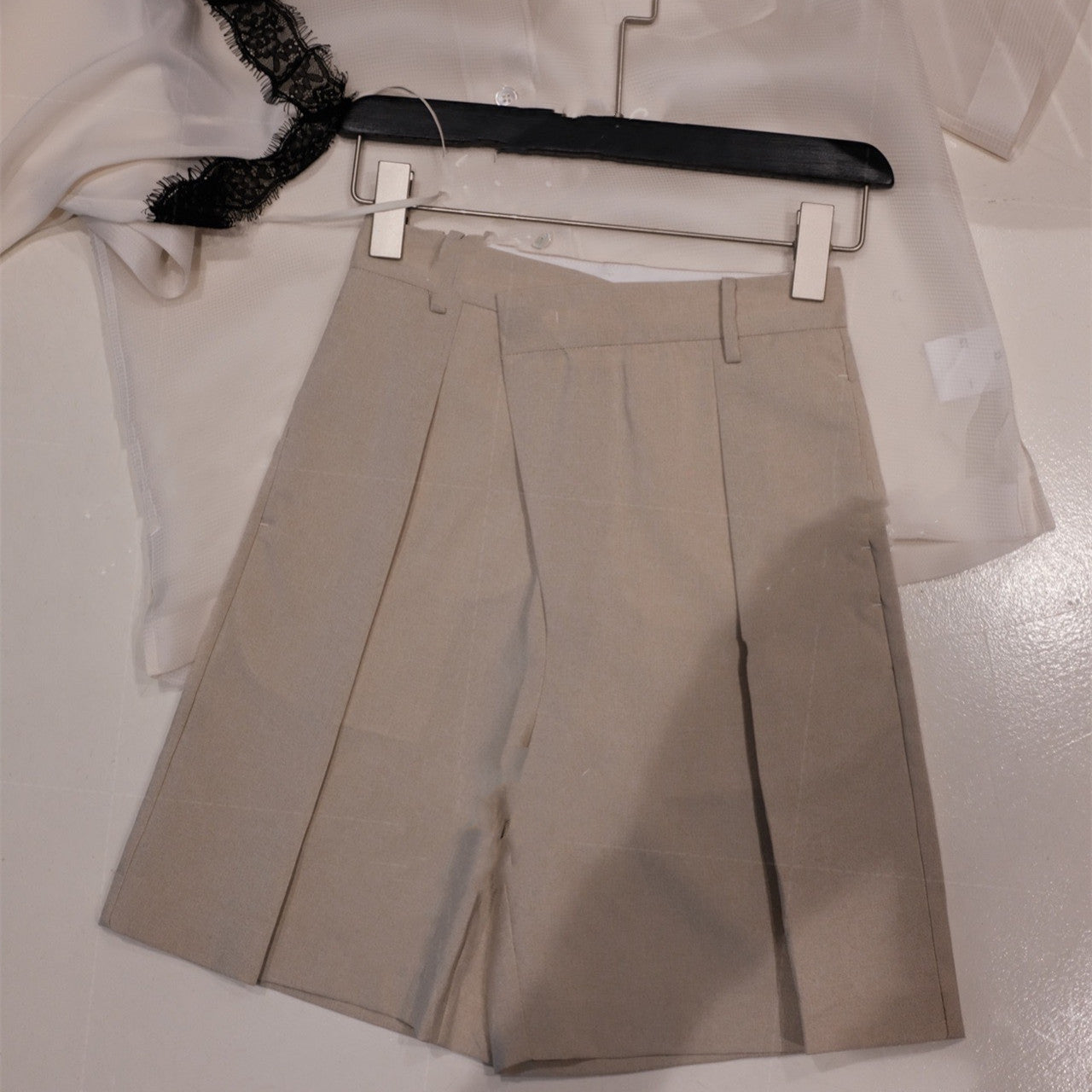Bermudashorts-sæt Diagonal stolpelukning Shorts