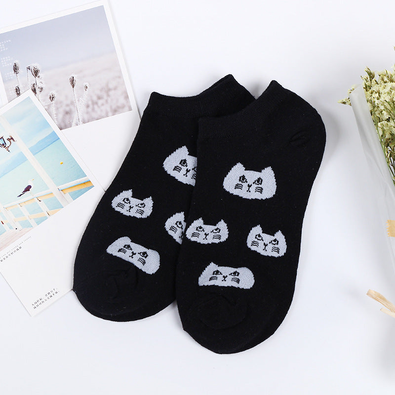 Cute Black And White Cat Boat Socks Stockings