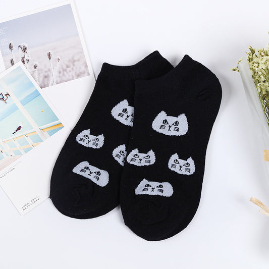 Cute Black And White Cat Boat Socks Stockings
