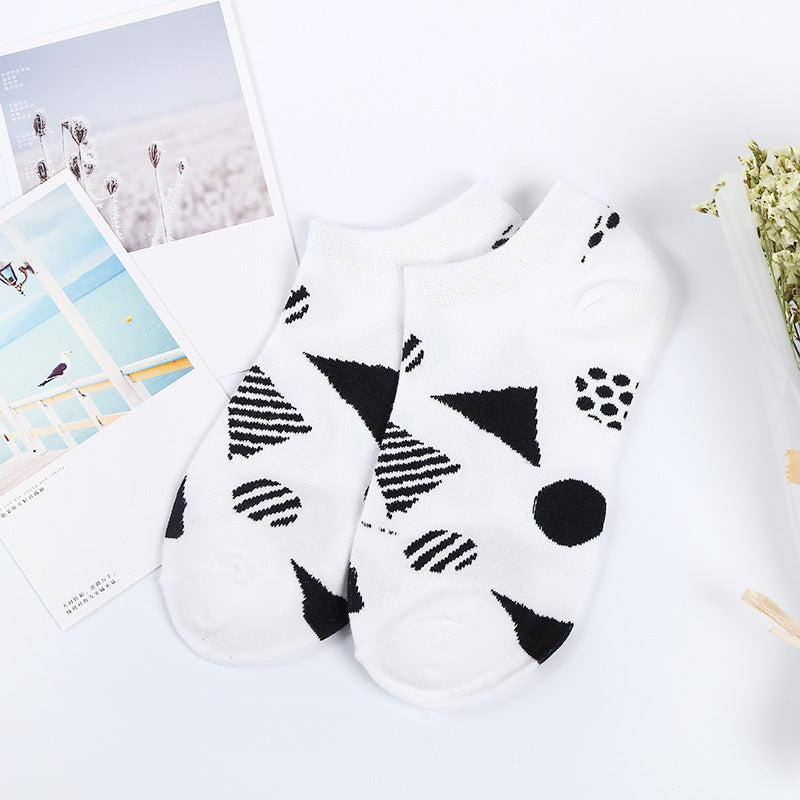 Cute Black And White Cat Boat Socks Stockings