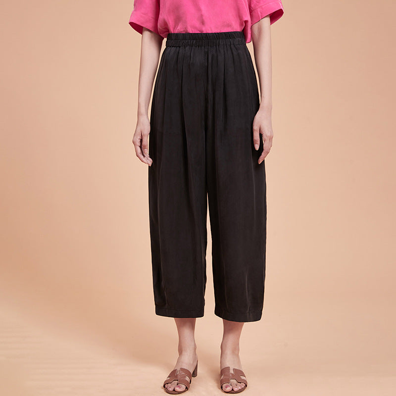 Draping Lantern Radish Wide-leg Cropped Trousers