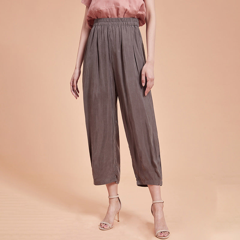 Draping Lantern Radish Wide-leg Cropped Trousers
