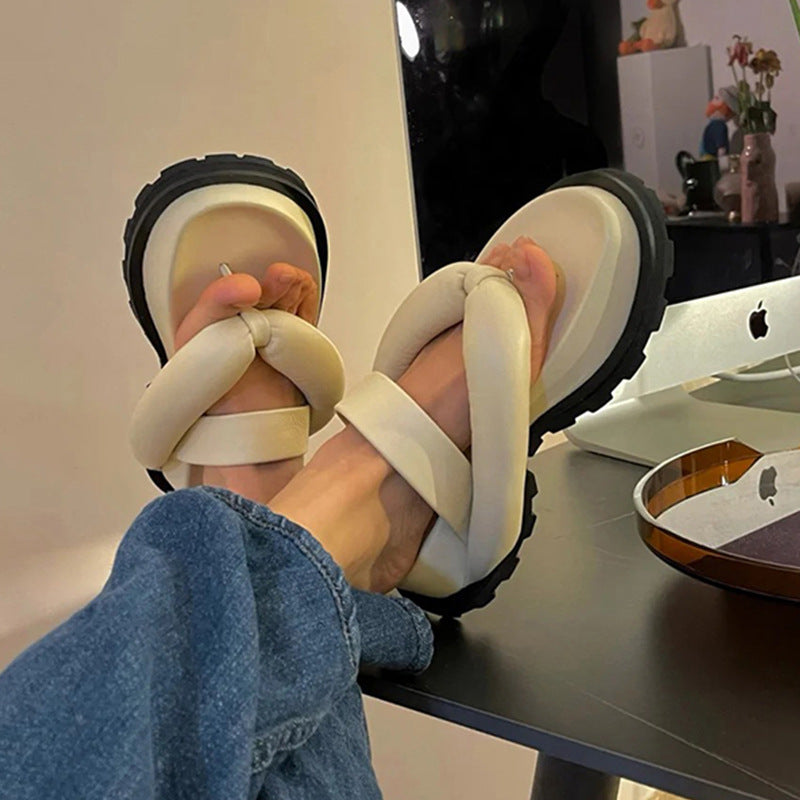 Sponge Cake Thick Bottom Flip Flops Sandals And Slippers Women