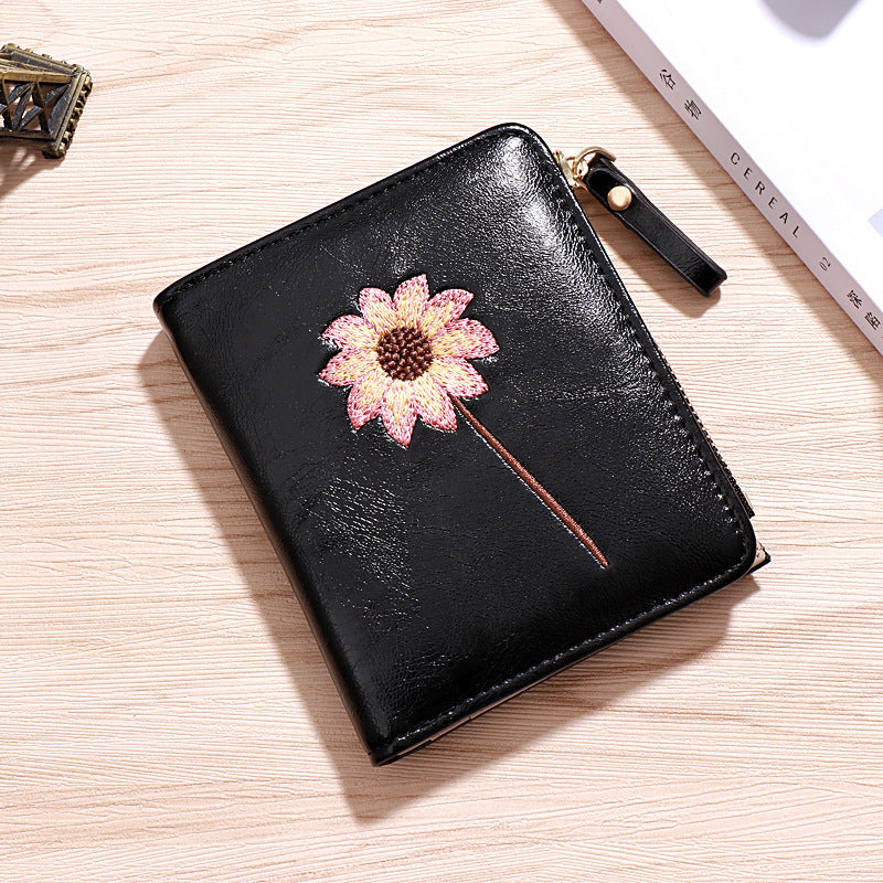 Small Wallet Female Short Simple Student Zipper Buckle Folding Coin Wallet