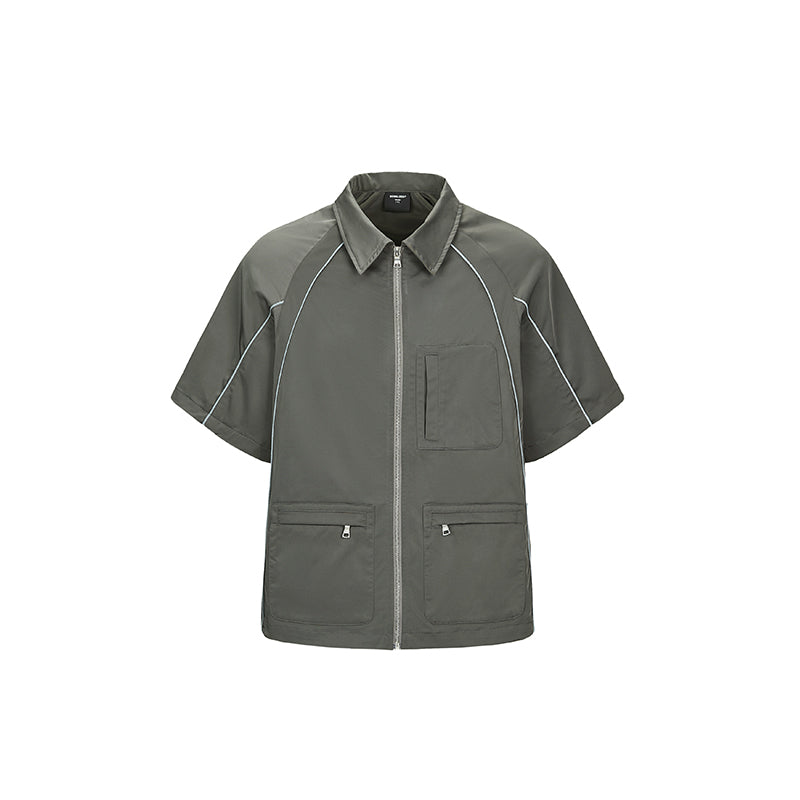 Deconstructed Style  Reflective Teeth Striped Short-sleeved Shirt