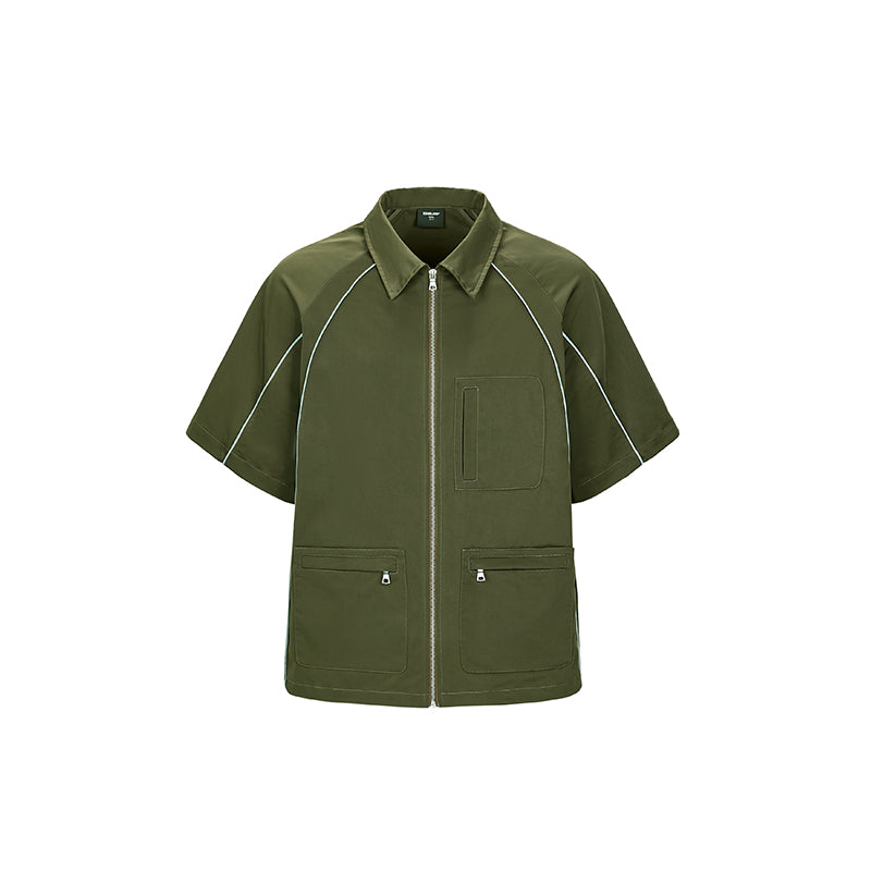 Deconstructed Style  Reflective Teeth Striped Short-sleeved Shirt