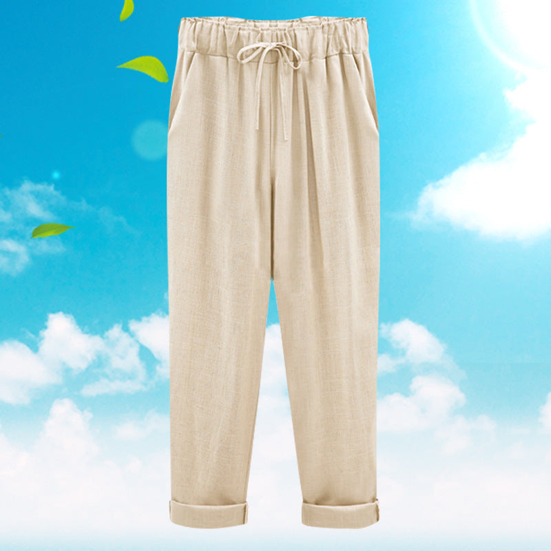 Fat Mm Loose Thin Linen Women's Trousers