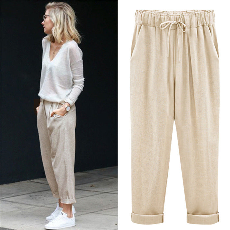 Fat Mm Loose Thin Linen Women's Trousers