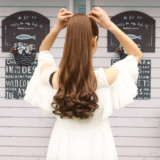Lace-Up Pear Flower Roll Big Wave Long And Short Ponytail