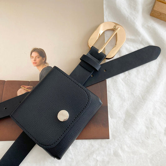 Women's Belt Decoration With Suit Coat Dress Black Waist Bag