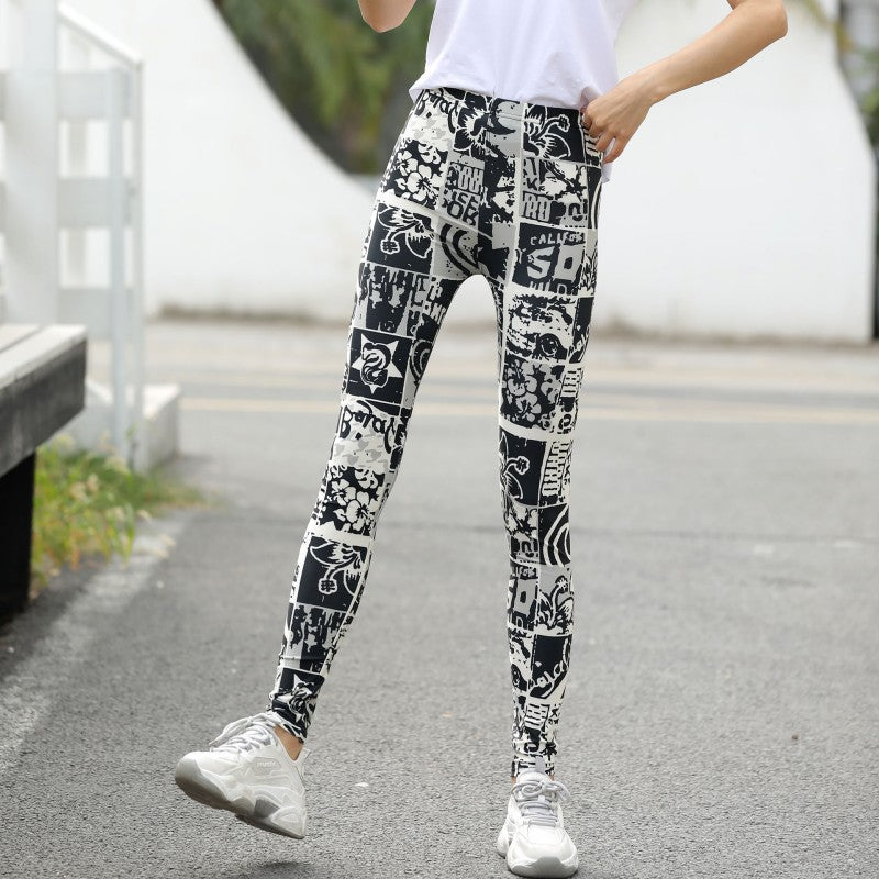 Printed Leggings Wear Large Stretch Trousers