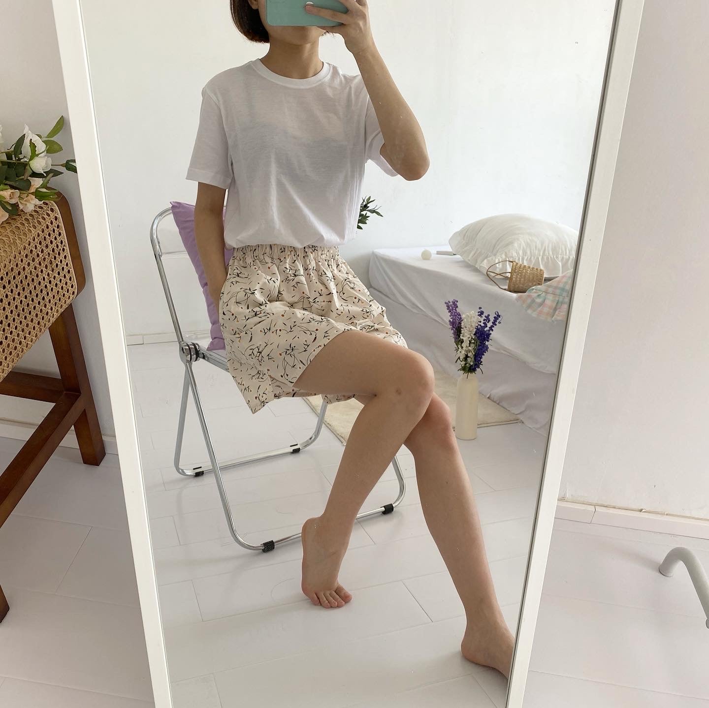 Home Shorts Pajama Pants Daisy Small Floral