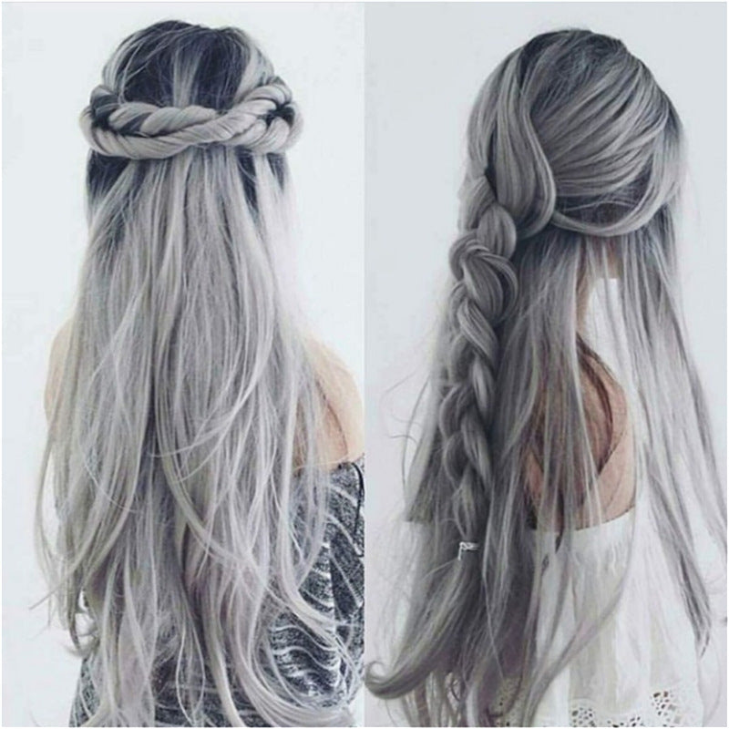 Dyed Gradient Black And Gray Mid-length Curly Hair