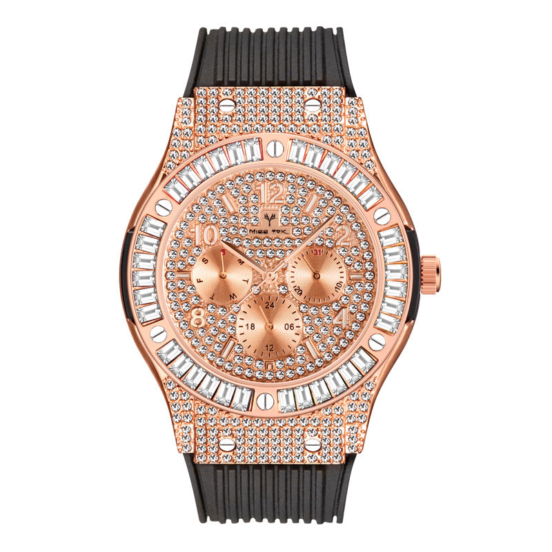 Full Rhinestone Silicone Band Men's Watch