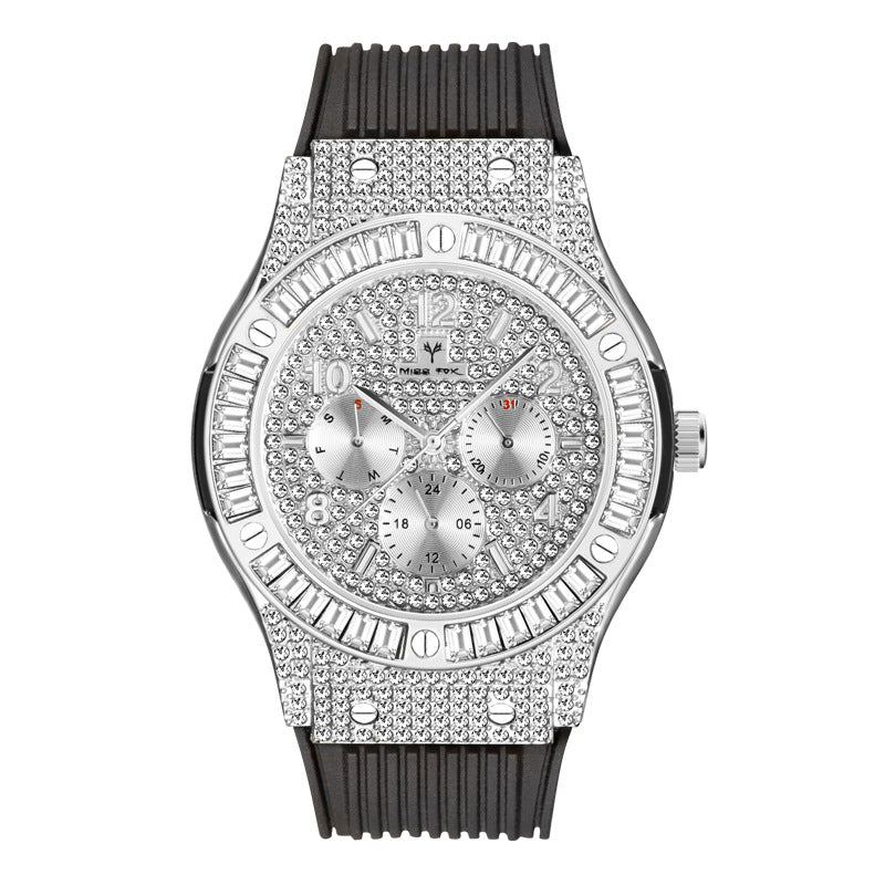 Full Rhinestone Silicone Band Men's Watch