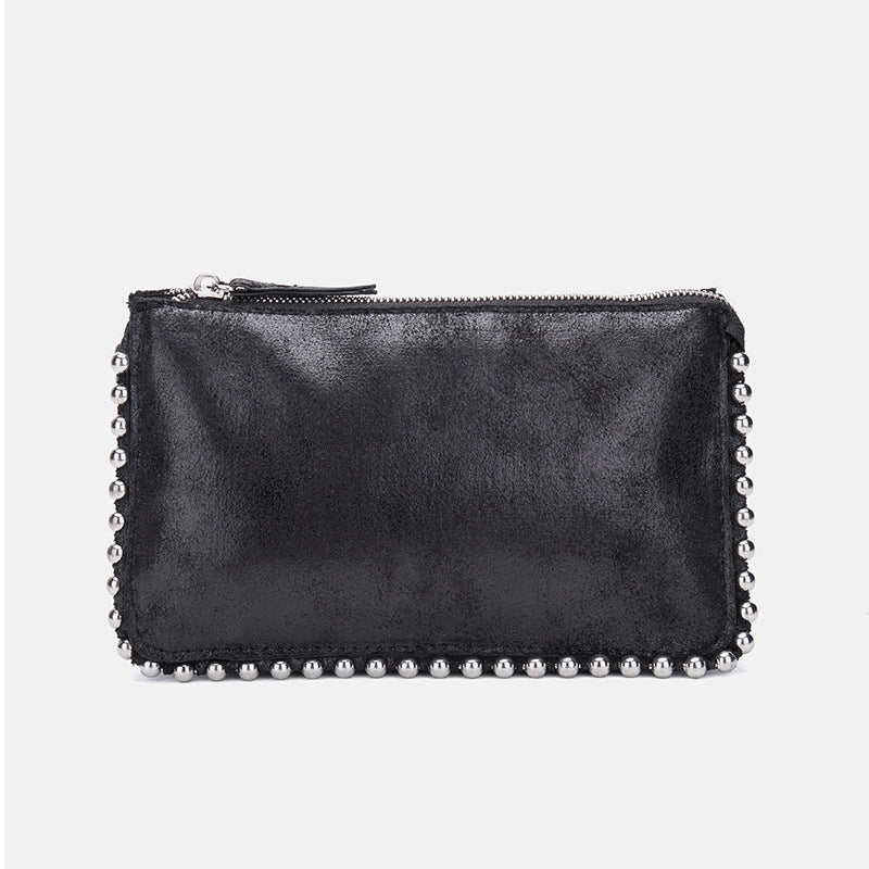 Ladies Bag Beaded Black Small Square Bag Compartment Wallet