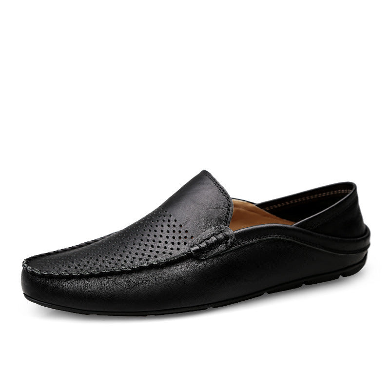Lvkong Breathable Large Size Casual Shoes Cowhide Leather Shoes